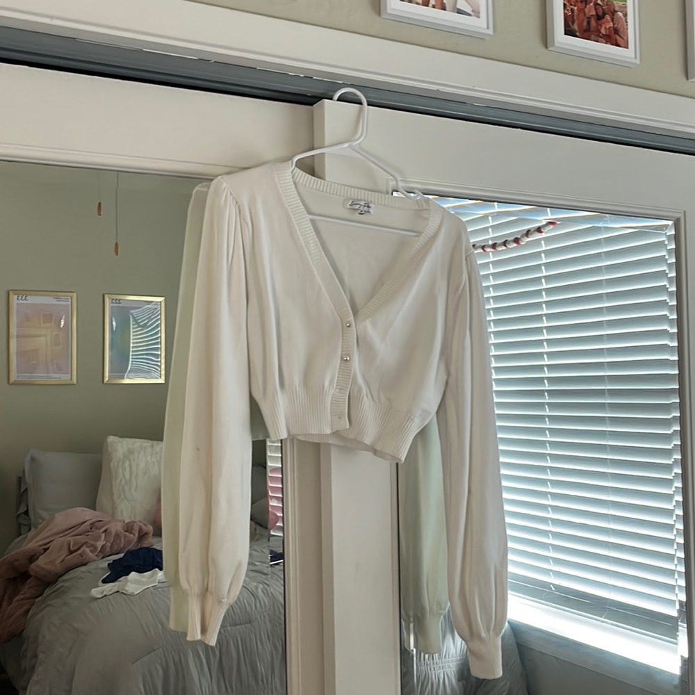 white button up sweater!